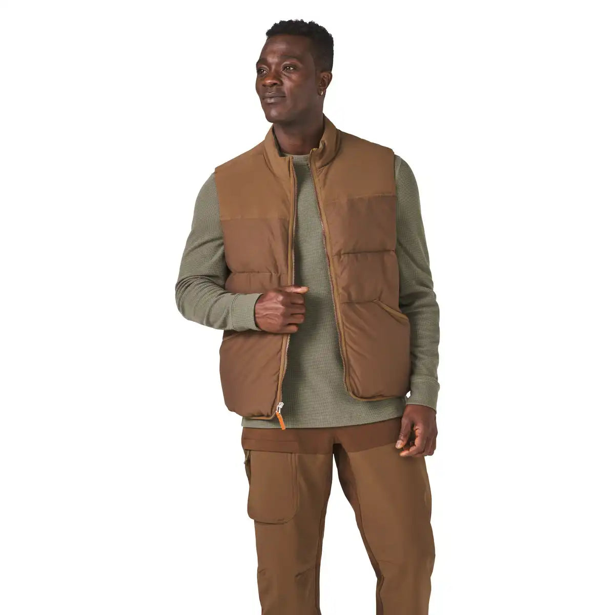 Zigzag Down Vest Dark Earth