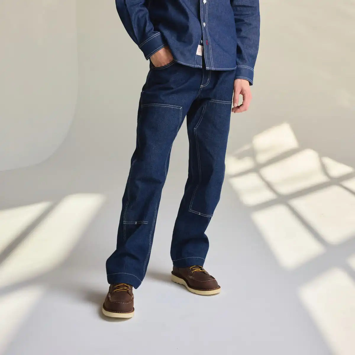 Men's Kenton Double Knee Pants Denim Dark Wash Indigo